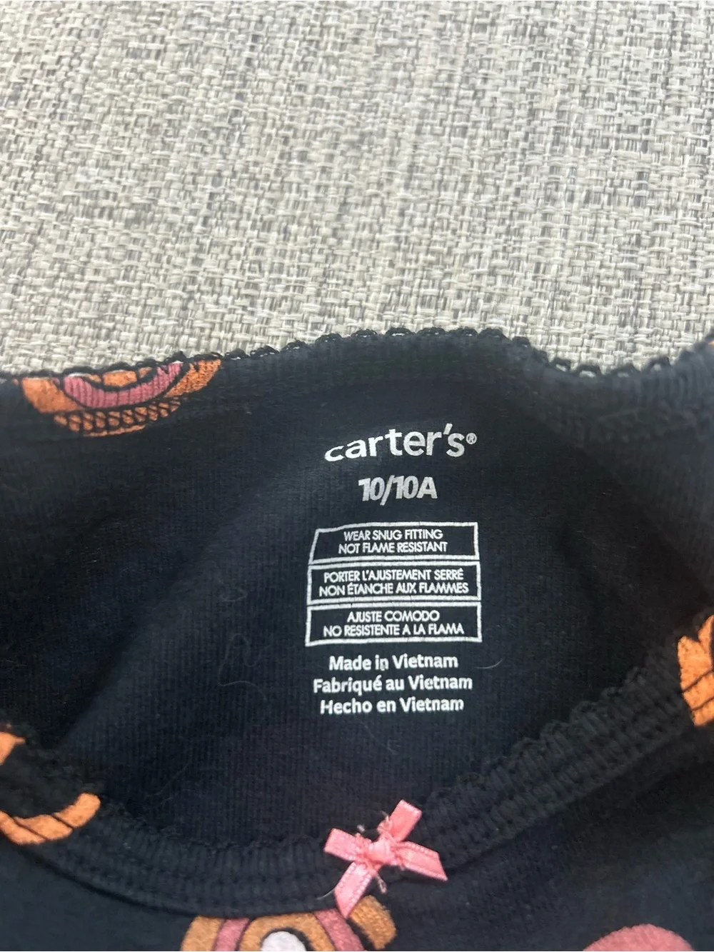 Carter's Black Pajama Set with Peace Signs, Rainbows & Smiley Faces. Size 10